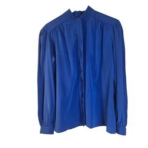 GAILORD Royal Blue Vintage Blouse - 14 - Long Sleeve Classic [0419]